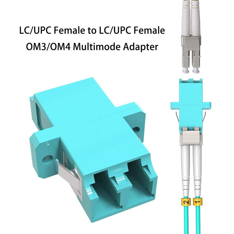 Elfcam - 12pcs Fiber Optic Cable Adapter Coupler OM3 Multimode Duplex LC/UPC Female to LC/UPC Female, Pack of 12 - Image 2